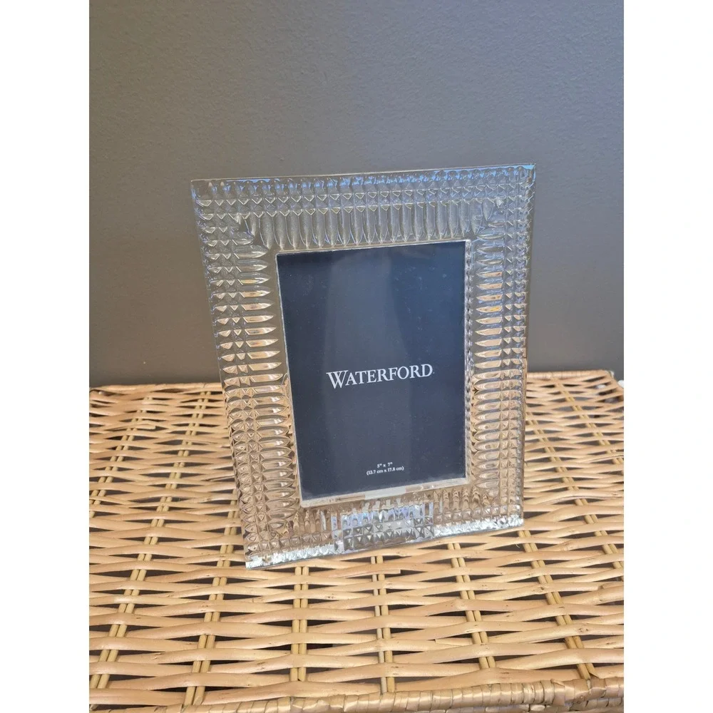 Waterford Lismore Diamond Crystal 5x7 Photo Picture Frame Heavy Luxury Wedding